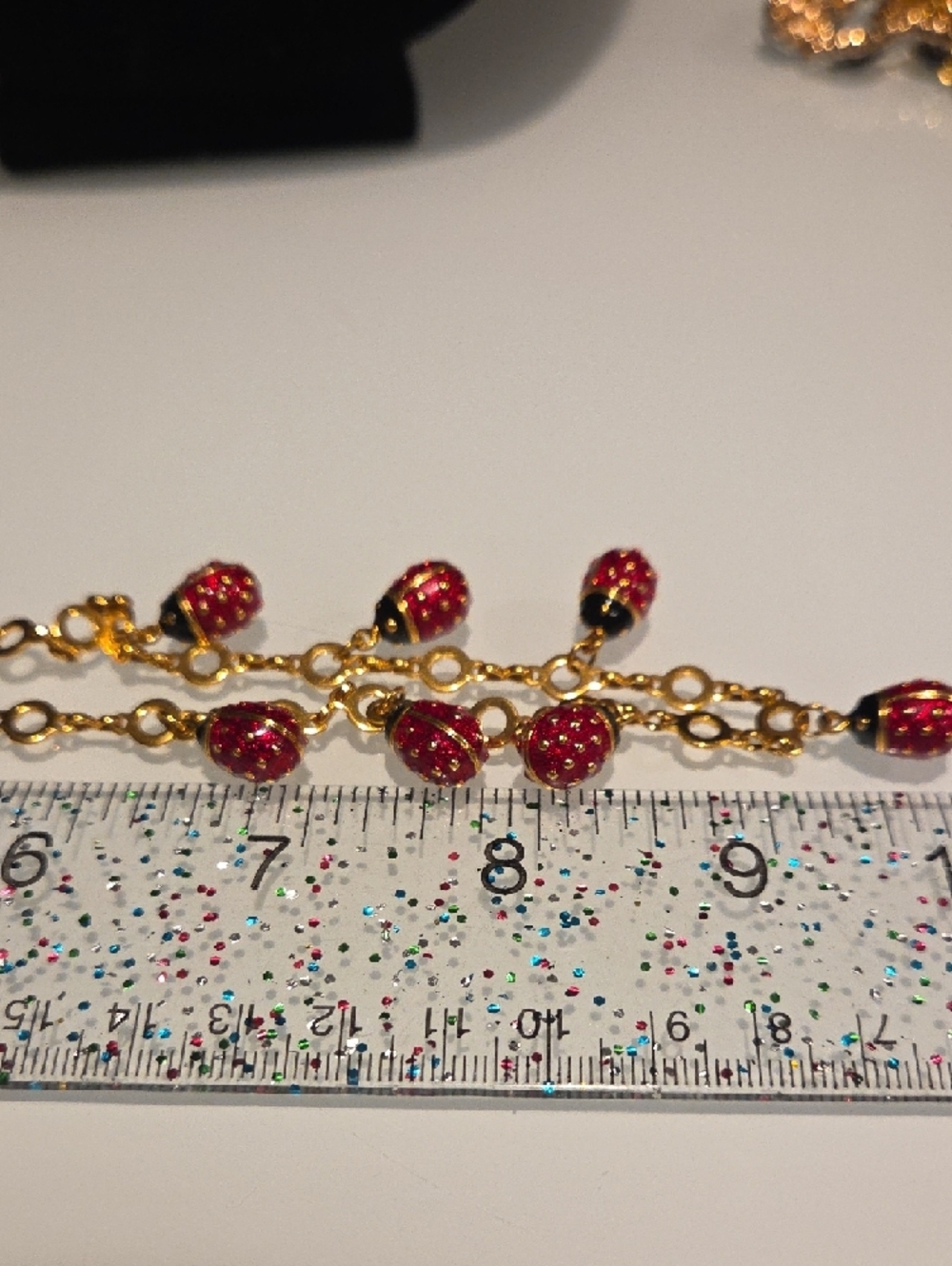 Joan Rivers Gold-Tone Necklace with Red Lady Bug Dangle Beads and Studs - Picture 9 of 14